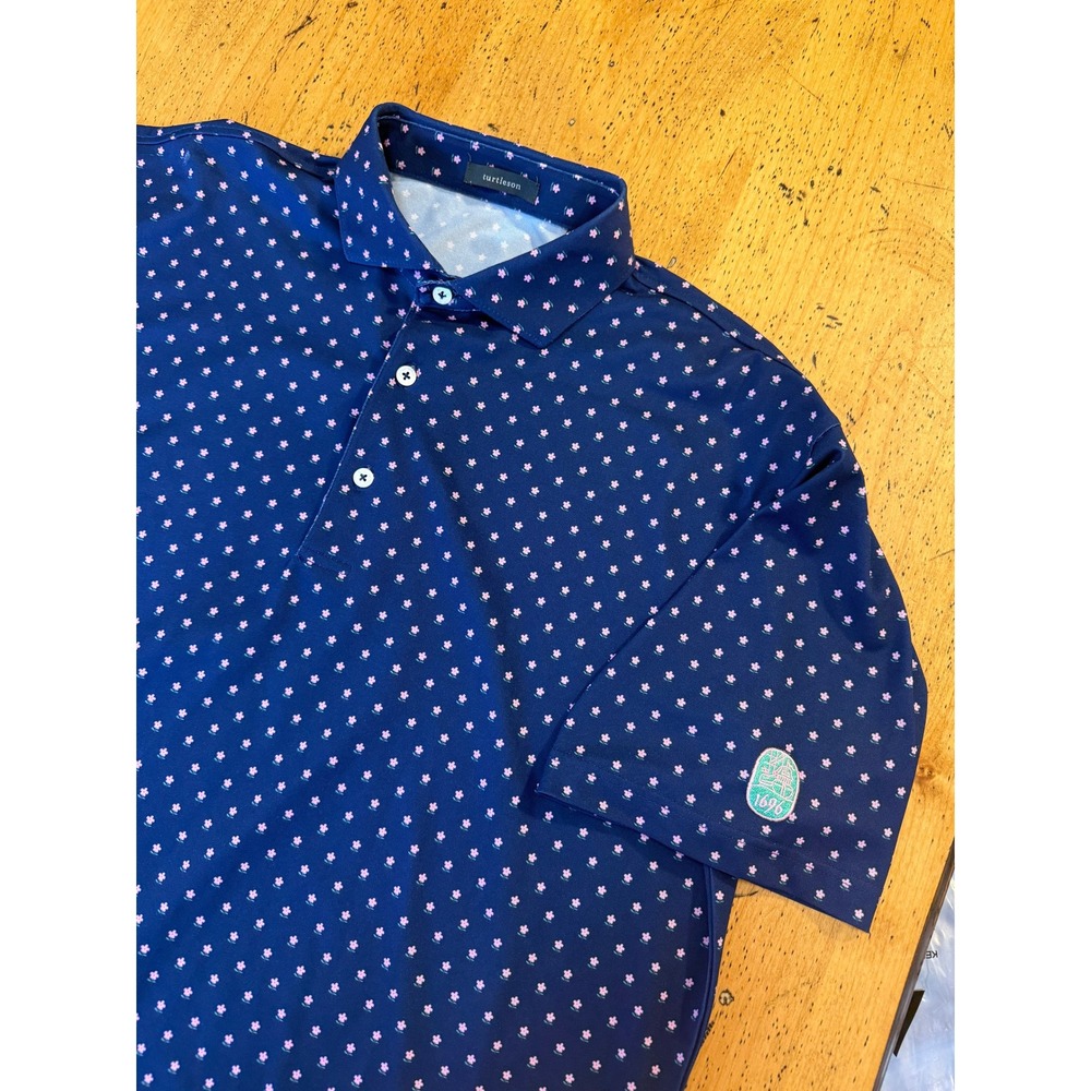 Jonathans Landing Club • Turtleson Polo Large Mens Navy Pink Floral Golf Shirt
